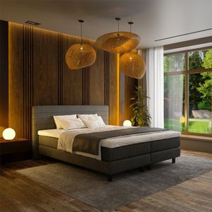 2-Persoons Boxspring Hotel - Straight - Antraciet 160x200 cm - - Inclusief Topper - Dekbed-Discounter.nl