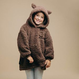 Fresh And Co - Knuffeltrui - Effen Bruin - 100% Polyester Sherpa
