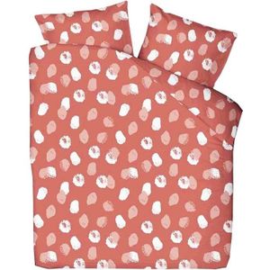 Dekbedovertrek Katoen - Eenpersoons (140x200 cm) - Rood Flanel - Dessin: Stippen - Presence - Dekbed-Discounter.nl