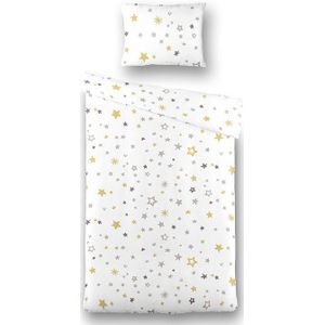 Dekbedovertrek Katoen Starry Nights Wit Sterren 120x150 Cm Verkoelend Fresh And Co Kids - Dekbed-Discounter.nl
