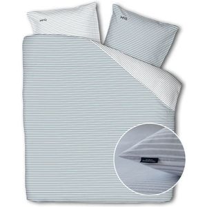 Sale: -30% | Dekbedovertrek McGregor - Katoen-Flanel - Blue Stripes - Tweepersoons (200x200 Cm) - Blauw & Wit Flanel Katoen - Strepen & Hotel Luxe - McGregor - Dekbed-Discounter.nl