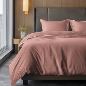 Dekbedovertrek Hotel Piping - Tweepersoons (200x220 cm) - Roze Microvezel - Dessin: Effen - Luna Bedding