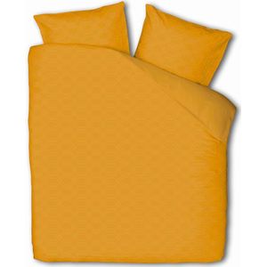 Dekbedovertrek Embossed Art Deco - Okergeel - Tweepersoons (200x200 Cm) - Okergeel Microvezel - Effen - Fresh And Co - Dekbed-Discounter.nl