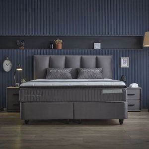 2-Persoons Boxspring met opbergruimte Birdybedd - Antraciet 140x200 cm - Pocketveringen - Inclusief Topper - Dekbed-Discounter.nl