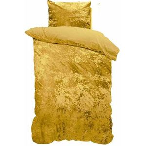 Dekbedovertrek Crushed Velvet Golden Spice Dekbedovertrek - Eenpersoons (140x220 cm) - Goud Microvezel - Dessin: Effen - Manilla -
