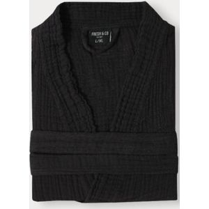 Badjas - Zwart - Mousseline Katoen