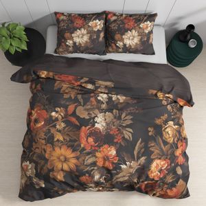 Dreamhouse - Dekbedovertrek Art flowers - Bruin - 140x200/260 + 1 Kussensloop 60x70