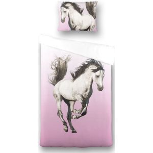 Kinderdekbedovertrek Majestic Horse Dekbedovertrek - 140x200 cm Roze - Dessin: Dieren - Fresh & Co Kids
