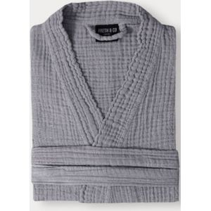 Sale: -30% | Badjas Mousseline Katoen - Grijs - Dekbed-Discounter.nl