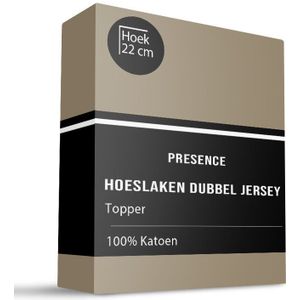 Topper Hoeslaken - Katoen Dubbel Jersey - Truffel - 190x200cm - Truffel - Presence - Dekbed-Discounter.nl