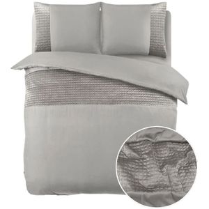 Sleeptime - Velvet Band - Dekbedovertrek - Sand/Gray - Velvet - Inclusief Kussensloop