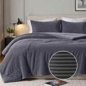 Fresh and Co - Dekbedovertrek Summer Teddy Rib - Blauw/ Groen/ Grijs/ Roze/ Creme/ Antraciet Microvezel - Dessin: Strepen