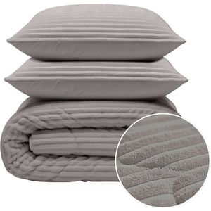 1+1 Gratis Wasbaar Lazy Dekbed Zonder Overtrek - Zonder Overtrek - Teddy Rib - Grijs - Dekbed-Discounter.nl