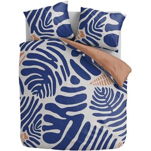 Dekbedovertrek Katoen-Satijn - Blue Fern - Lits-Jumeaux (240x220 Cm) - Blauw & Meerkleurig Katoen-satijn Katoen - Bloemen & Abstract & Natuur - Cloud - Dekbed-Discounter.nl