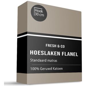 Hoeslaken - Katoen Flanel - Taupe - 160x200cm - Taupe - Fresh And Co - Dekbed-Discounter.nl
