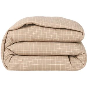 1+1 Gratis Wasbaar Easy Dekbed Zonder Overtrek - Zonder Overtrek - Squares - Taupe - Dekbed-Discounter.nl