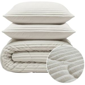 1+1 Gratis Wasbaar Lazy Dekbed Zonder Overtrek - Zonder Overtrek - Teddy Rib - Beige - Dekbed-Discounter.nl