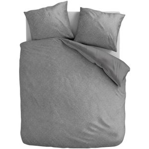 Sale: -60% | Dekbedovertrek Stonewash - Grijs - Lits-Jumeaux (240x220 Cm) - Grijs Microvezel - - Fresh And Co - Dekbed-Discounter.nl