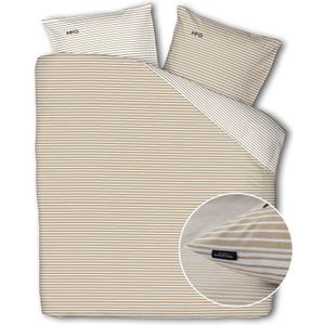 Sale: -30% | Dekbedovertrek McGregor - Katoen-Flanel - Enchanting Beige - Eenpersoons (140x200 Cm) - Beige Flanel Katoen - Strepen & Hotel Luxe - McGregor - Dekbed-Discounter.nl