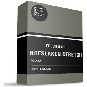 Topper Hoeslaken - Katoen Jersey Stretch - Truffel - 180x200 cm - Groen - Fresh and Co - Dekbed-Discounter.nl