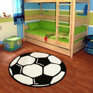 Kindervloerkleed Velours Voetbal maat: xcm - materiaal: Polypropyleen - Dekbed-Discounter.nl