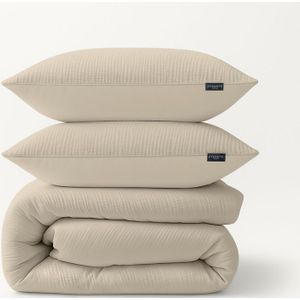 Dekbedovertrek Mousseline - Tweepersoons (200x200 cm) - Wit/ Bruin/ Taupe/ Grijs/ Roze/ Petrol/ Off-white Microvezel - Dessin: Effen - Zydante -