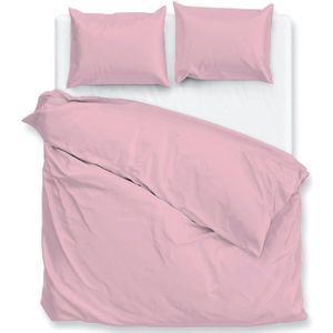 Dekbedovertrek Percale - Tweepersoons (200x220 cm) - Groen/ Roze/ Beige Percale katoen - Dessin: Effen - Zo!Home - Dekbed-Discounter.nl