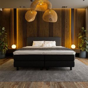 2-Persoons Boxspring Hotel - Zwart 180x220 cm - Pocketvering - Inclusief Topper - Dekbed-Discounter.nl