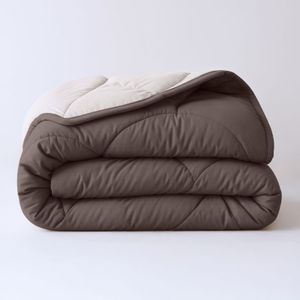 1+1 Gratis Wasbaar Lazy Dekbed Zonder Overtrek - Zonder Overtrek - Double Face - Bruin Off White - Dekbed-Discounter.nl