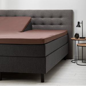 Hoeslaken Stretch - Splittopper - Terra - 180x200 cm - Bruin - Fresh and Co - Dekbed-Discounter.nl