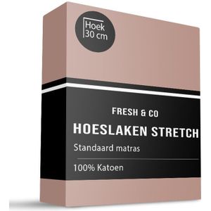 Hoeslaken - Katoen Jersey Stretch - Terra - 180x200 cm - Bruin - Fresh and Co - Dekbed-Discounter.nl