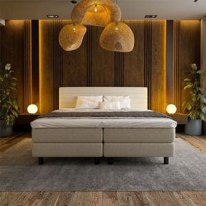 2-Persoons Boxspring Hotel - Straight - Beige 160x200 cm - - Inclusief Topper - Dekbed-Discounter.nl