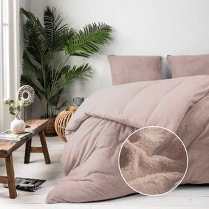 Dekbedovertrek Teddy - Eenpersoons (140x220 cm) - Taupe Microvezel - Dessin: Effen - Fresh and Co - Dekbed-Discounter.nl
