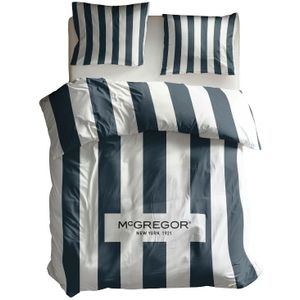 Dekbedovertrek McGregor - Eenpersoons (140x220 cm) - Wit/ Blauw Polycotton - Dessin: - McGregor - Dekbed-Discounter.nl