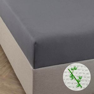 Hoeslaken - Bamboe Stretch - Antraciet - 80x200cm - Antraciet - Fresh And Co - Dekbed-Discounter.nl