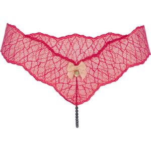 Bracli - Sydney Pearl String Rot - Luxus-Dessous mit schwarzen Perlen Größe Plus