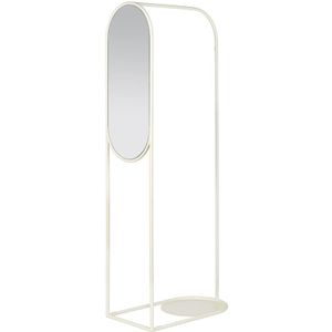 Broste Copenhagen Archie kledingrek met spiegel wit L 90 x B 40 x H 180 cm