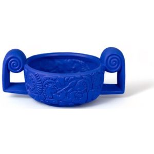 Magna graecia terracotta centerpiece decoratie schaal blauw - 11509B