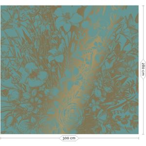 Engraved flowers goud behang MW-020 - 300x280cm