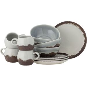 Paula ontbijt servies set van 12 stuks bruin - 82060940