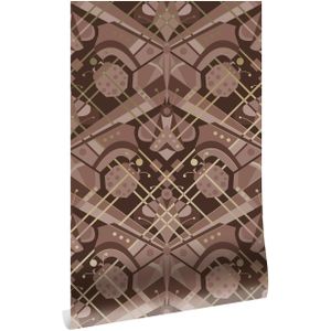 Art deco goud behang animaux butterfly - taupe