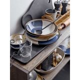 Bloomingville - Serveerschaal - Grijs Bruin Blauw - Keramiek - Diameter 25 cm