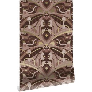 Art deco goud behang animaux beetle - taupe
