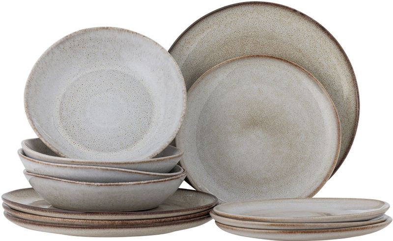 Bloomingville - Sandrine - Serviesset - Natuur - Set van 4 - Aardewerk - Diameter 28,5 cm
