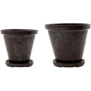 Flower bloempot met schotel set van 2 stuks - 210140611