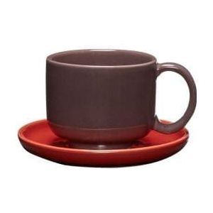 Amare kop en schotel burgundy/rood set van 4 stuks - 211707