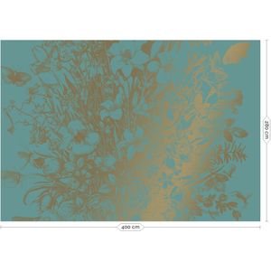 Engraved flowers goud behang MW-021 - 400x280cm