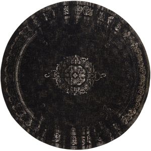 Grand rond vloerkleed donkergrijs/zwart - diameter 240cm
