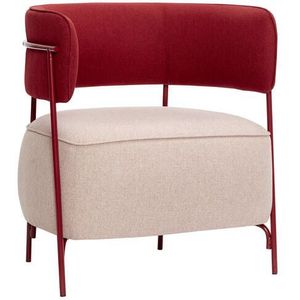 Lounge stoel polyester/metaal - roze/rood