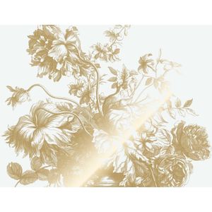 Goud Engraved bloemen behang off-white MW-113 200x280cm
